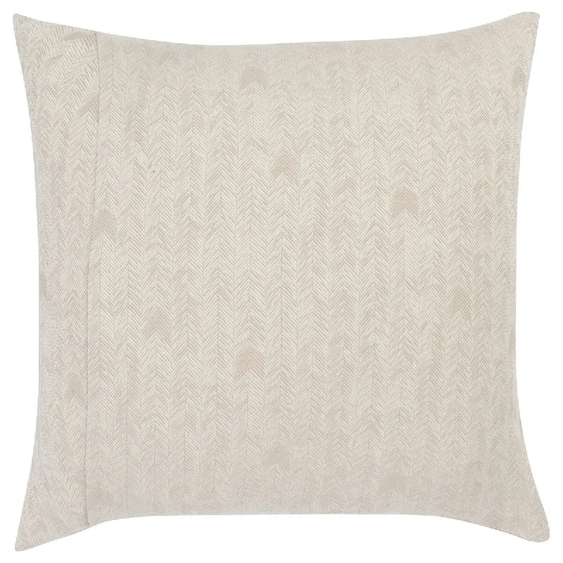 Zima 26 Inch Cotton Euro Pillow Sham, Distressed Herringbone Design, Beige