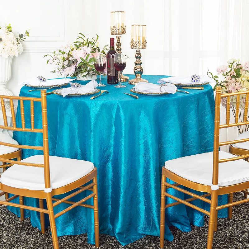 120" Seamless Round Crushed Taffeta Tablecloth - Turquoise (1pc)