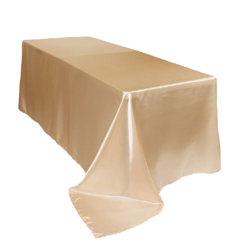 90 x 132 inch Satin Rectangular Tablecloth Champagne