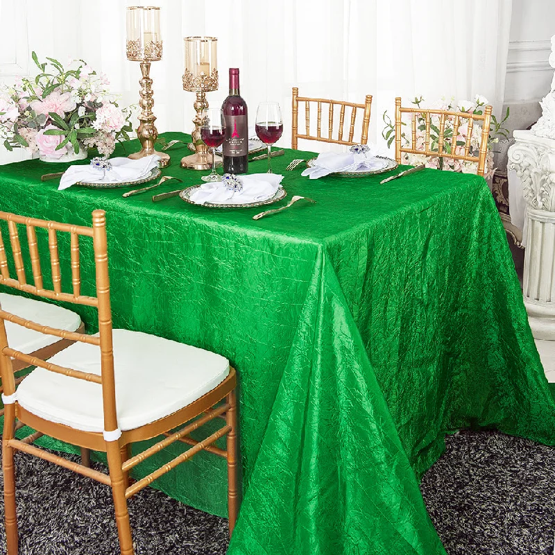 90"x132" Seamless Rectangular Crushed Taffeta Tablecloth - Emerald Green (1pc)