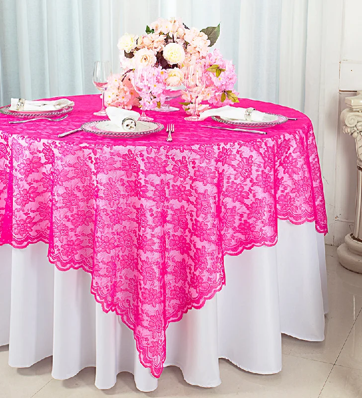 72"x72" Square Caspari Lace Tablecloth/Table Overlay Toppers - Fuchsia (1pc)