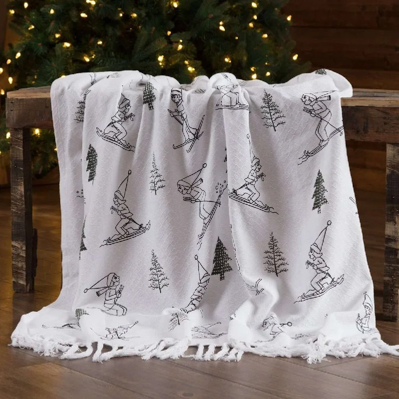 Ski Valley Woven Throw 60" x 50" White, Black VHC Brands