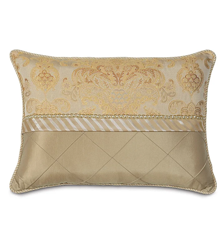 Chester Gold Damask Lumbar Pillow Cover 16x22