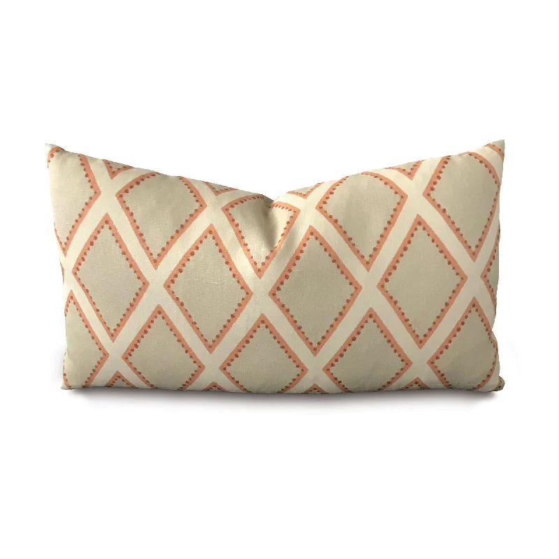 Orange Rena Diamond Lumbar Pillow Cover 15x26