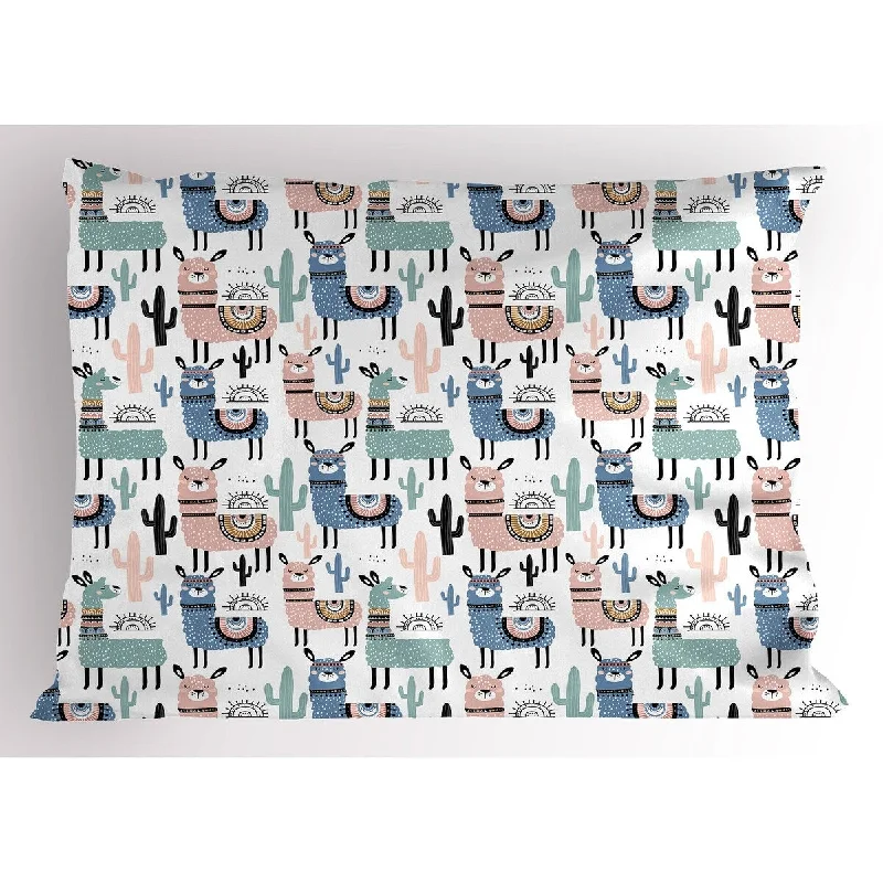 Ambesonne Llama Pillow Sham, Decorative Standard Size Printed Pillowcase