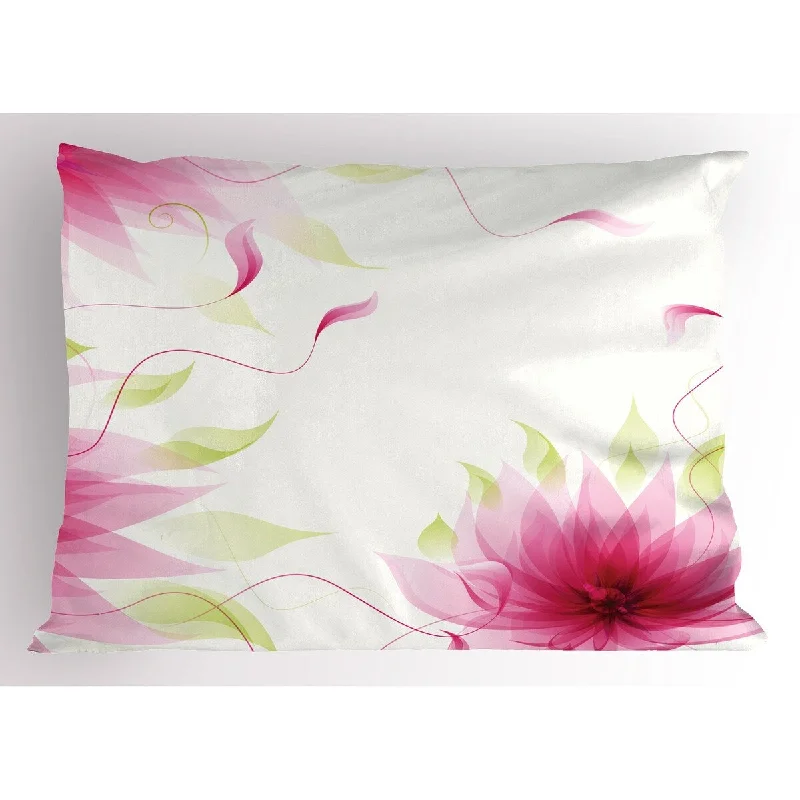 Ambesonne Flower Pillow Sham, Decorative Standard Queen Size Printed Pillowcase