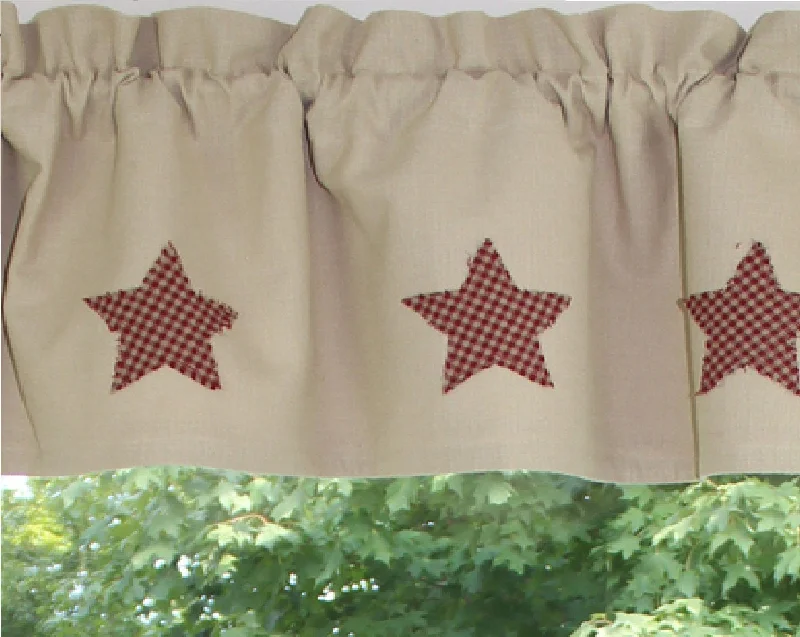 Rough Edge Star Barn Red Valance VL248017