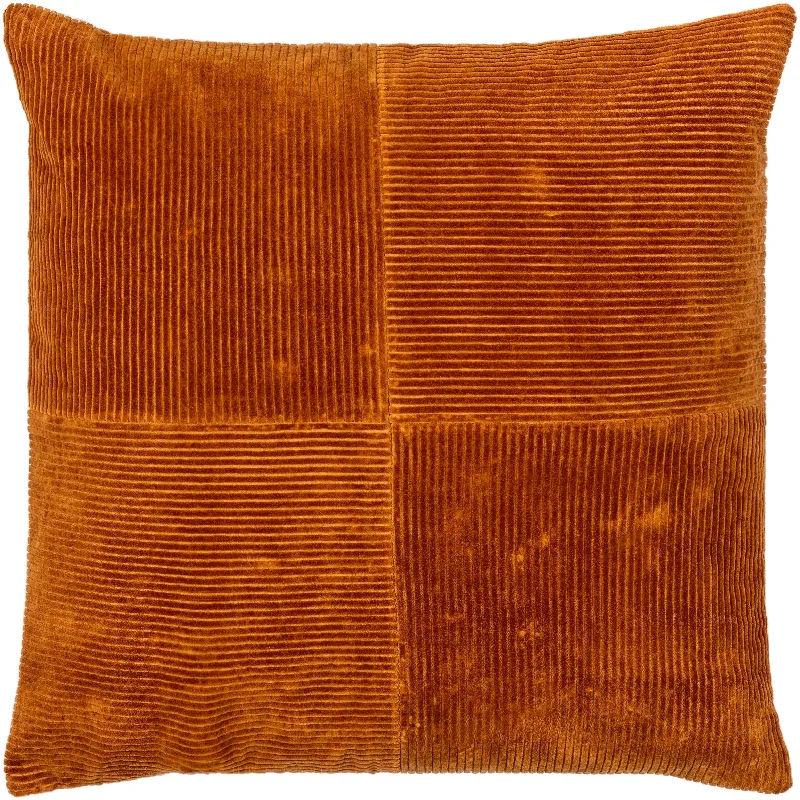 Corduroy Burnt Orange Quarters Pillow