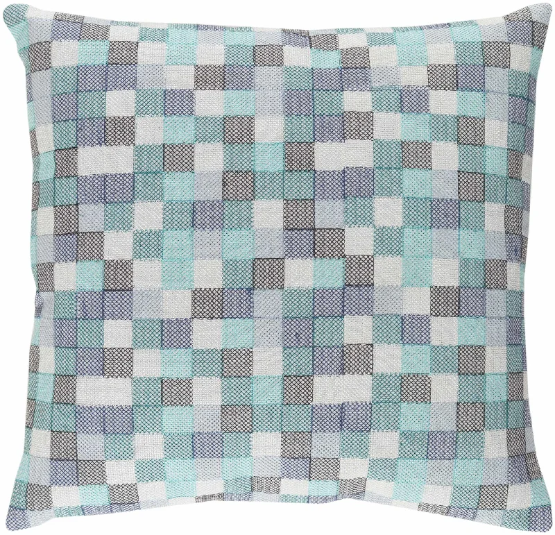 Lanagan Blue Checkered Square Pillow - Clearance