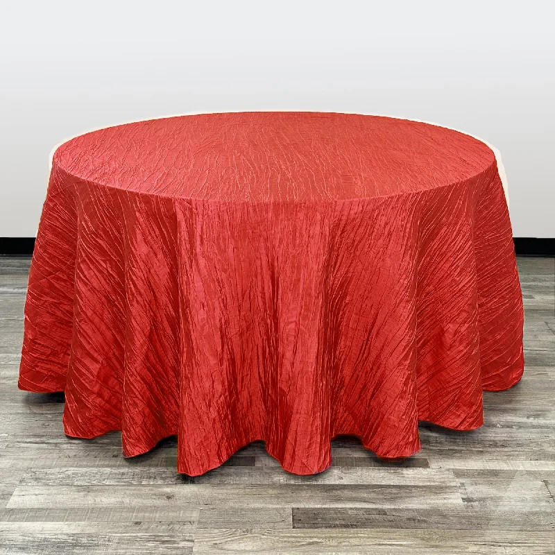 120 inch Crinkle Taffeta Round Tablecloth Red