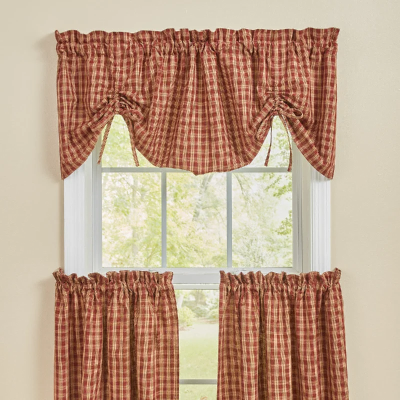 Sturbridge Wine Plaid Valance - Farmhouse 60x20 Park designs