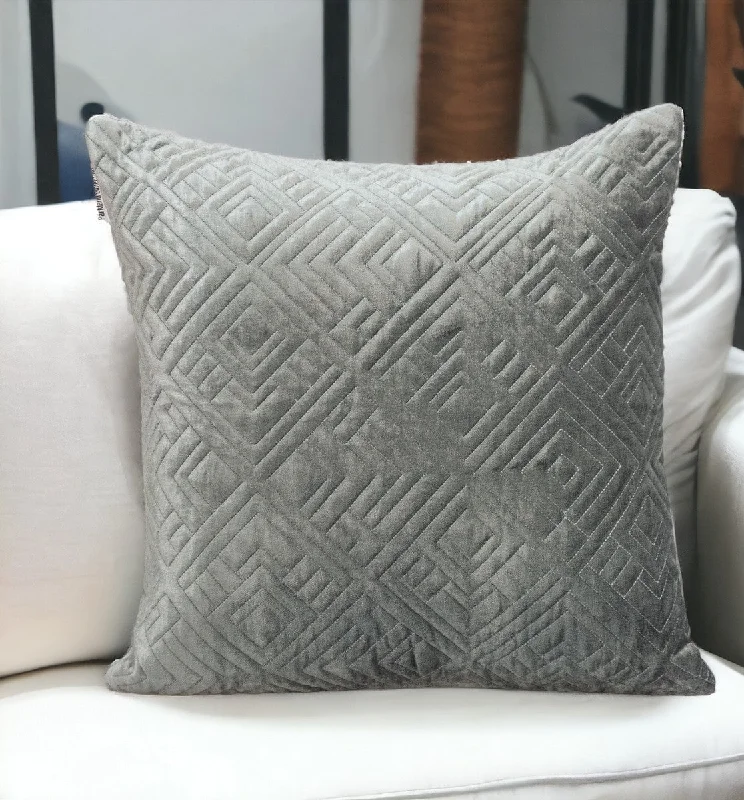 Quilted Charcoal Decorative Throw Pillow