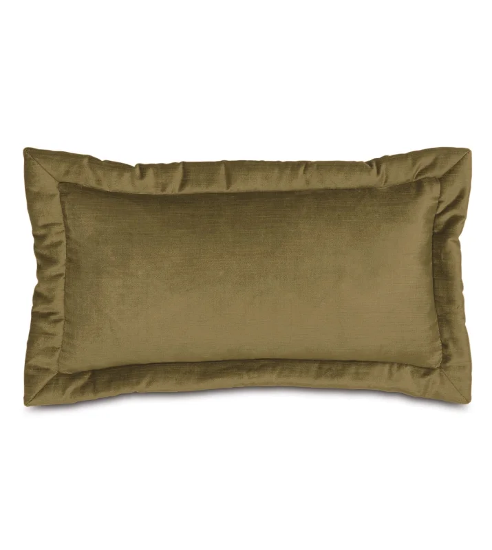 Lars Velvet Lumbar Pillow Cover 11x21 in Olive