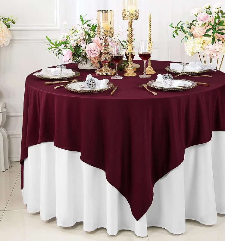 72"x72" Seamless Square Scuba (Wrinkle-Free) (240 GSM) Tablecloth /Table Overlay- Burgundy (1pc)