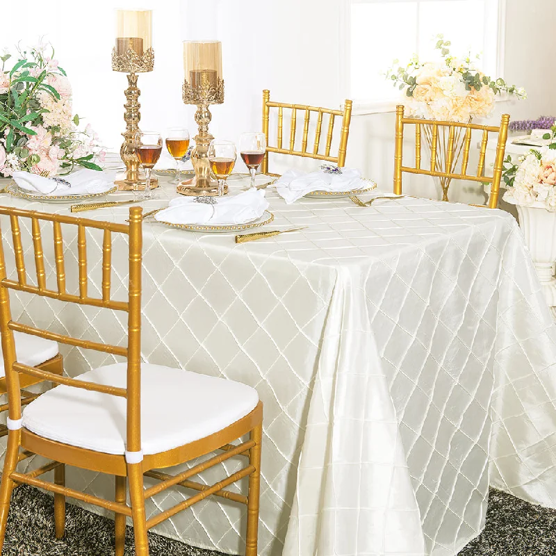 90"x132" Seamless Rectangular Pintuck Taffeta Tablecloth - Ivory (1pc)