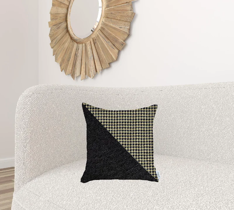 Yellow Houndstooth Modern Decorative Throw Pillow