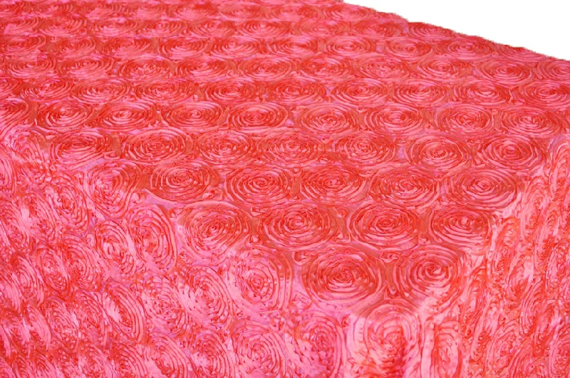 90"x156" Seamless Rectangular Satin Rosette Tablecloth - Coral (1pc)