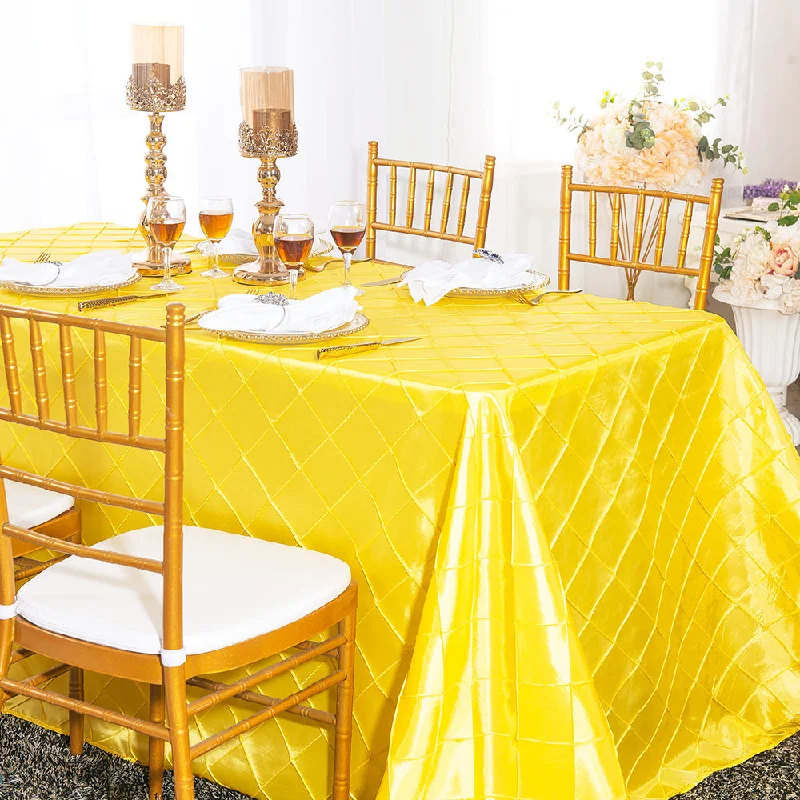 90"x156" Seamless Rectangular Pintuck Taffeta Tablecloth - Canary Yellow (1pc)