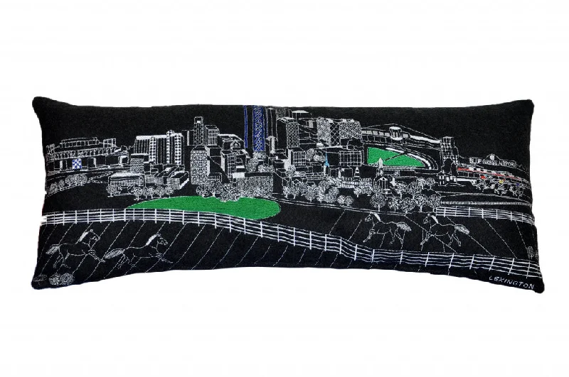 35" Black Lexington Nighttime Skyline Lumbar Decorative Pillow