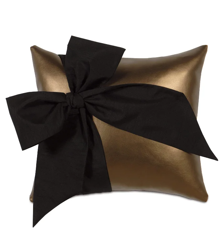 Belle Bow Lumbar Pillow Cover 15x18 in Bronze