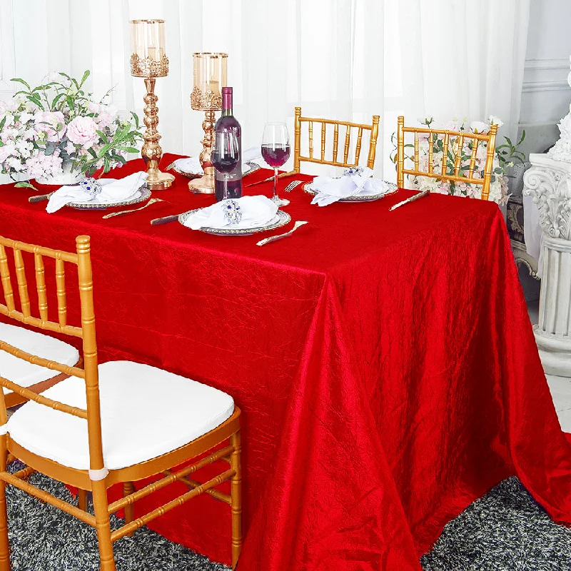 90"x132" Seamless Rectangular Crushed Taffeta Tablecloth - Red (1pc)