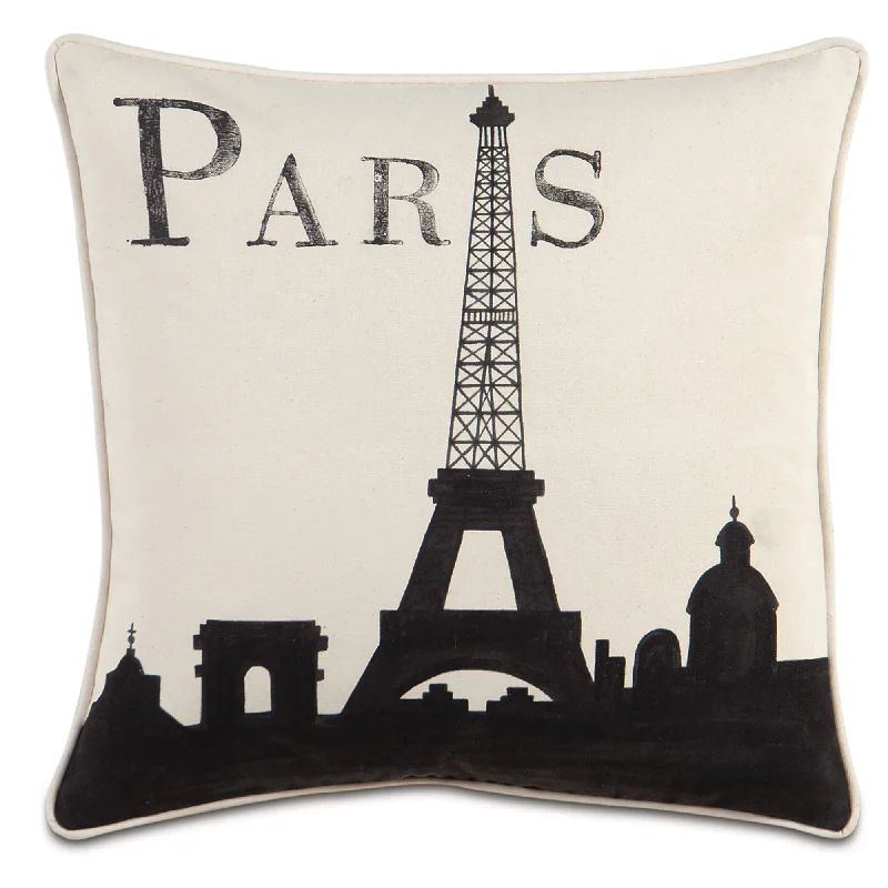 Passport Hand-Painted Paris Skyline Throw Pillow Cover 20x20