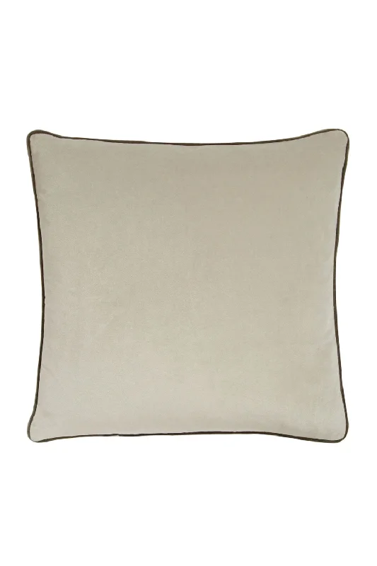 Off White Velvet Cushion with Taupe Piping | Andrew Martin Pelham