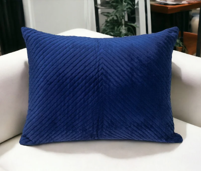 Navy Blue Lumbar Tufted Throw Pillow