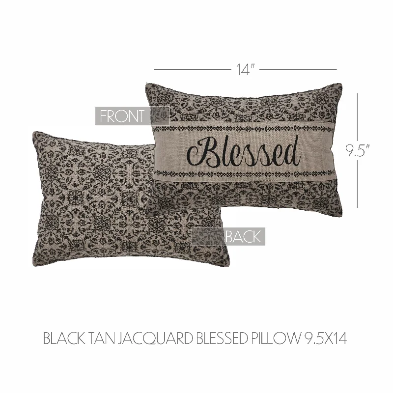 Custom House Black Tan Jacquard Blessed Pillow 9.5x14