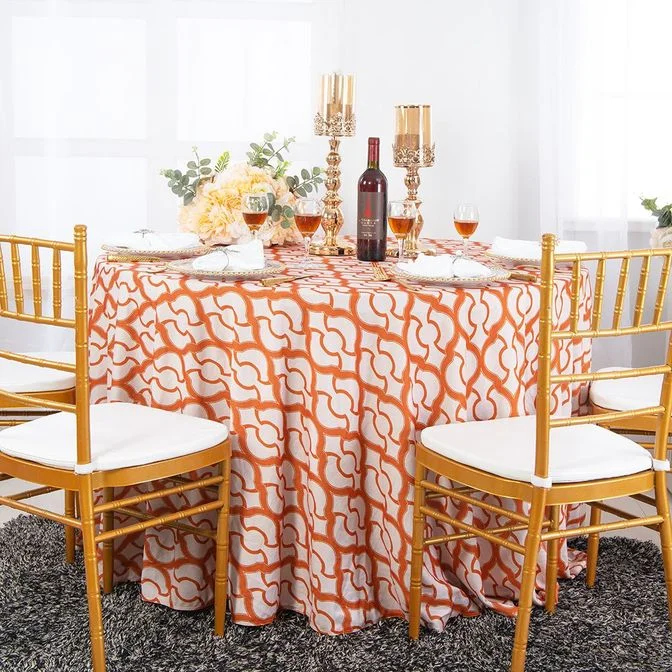 132" Round Miramar Scuba (Wrinkle-Free) (240 GSM) Tablecloth - Orange (1pc)