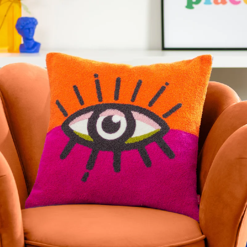 All Eyes On You Boucle Cushion Orange/Pink