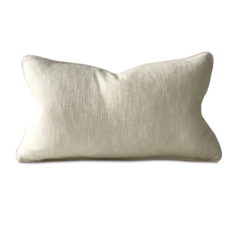 Ivory Solid Linen Lumbar Pillow Cover 15x26