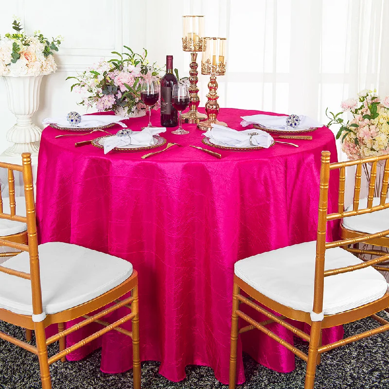 108" Seamless Round Crushed Taffeta Tablecloth - Fuchsia (1pc)