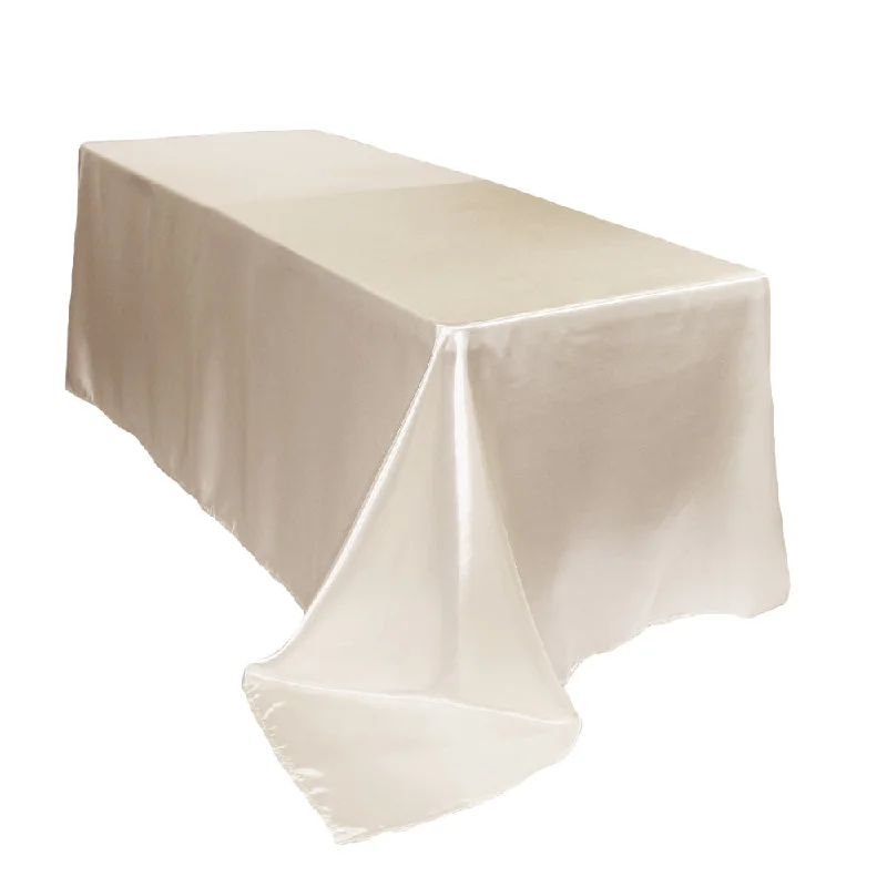 90 x 132 inch Satin Rectangular Tablecloth Ivory