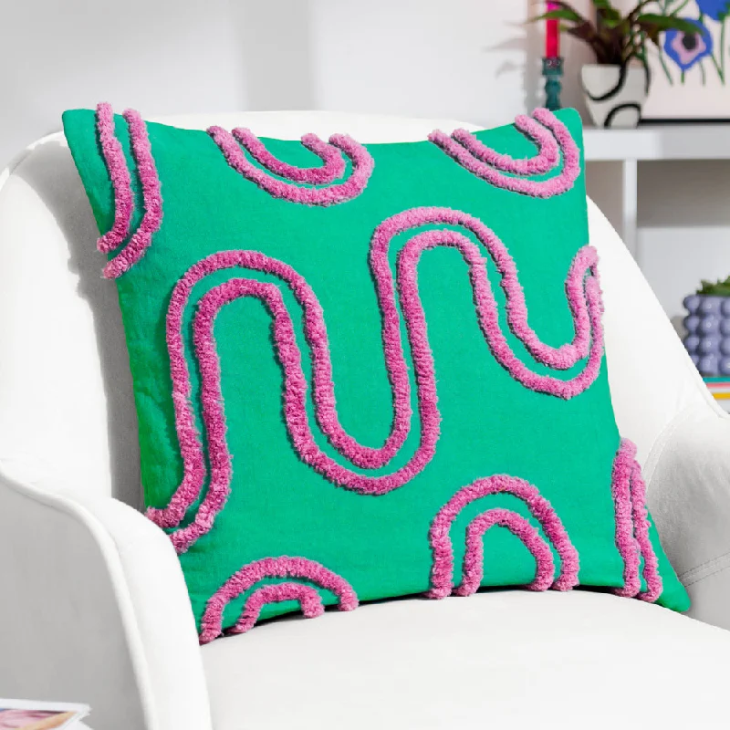 Archie Tufted Cushion Turquoise/Purple