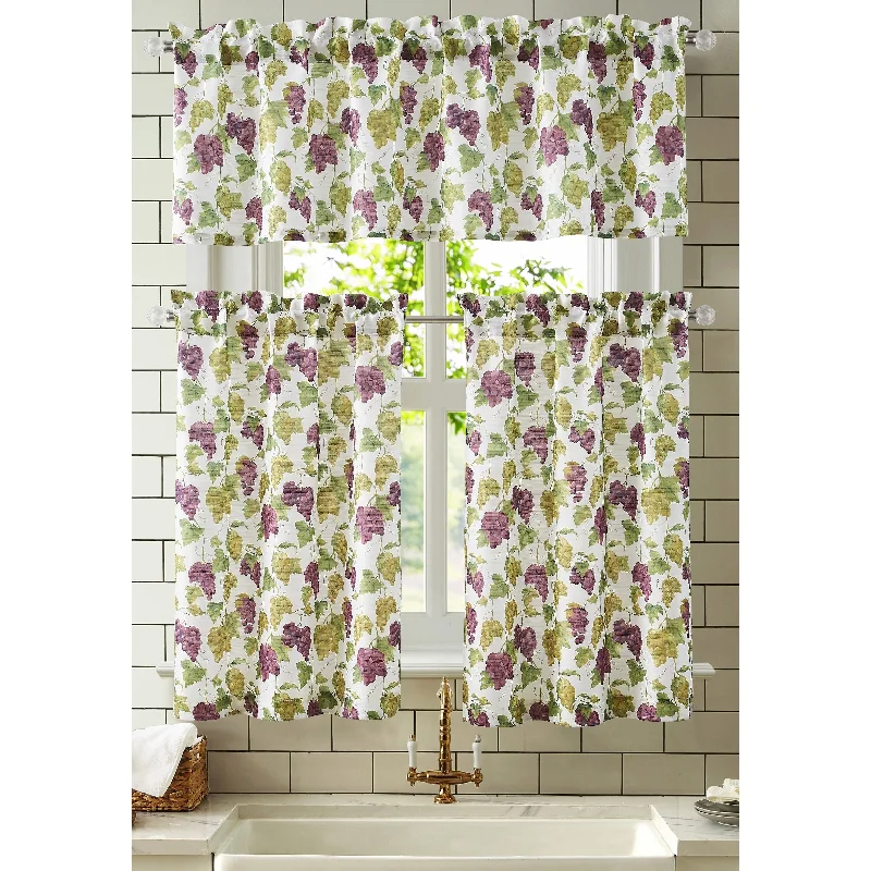 Grape Tribeca Kitchen Curtain Set with Valance and Tiers