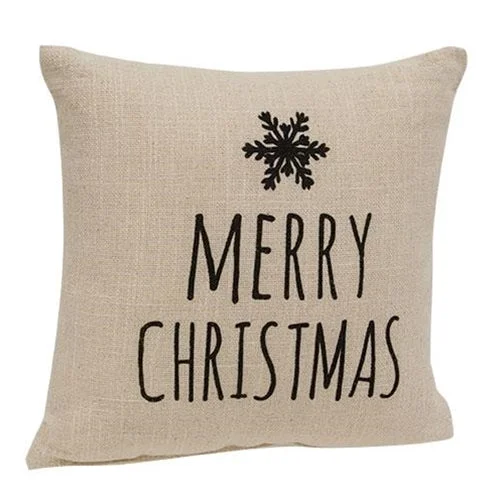 Merry Christmas Snowflake Natural Pillow