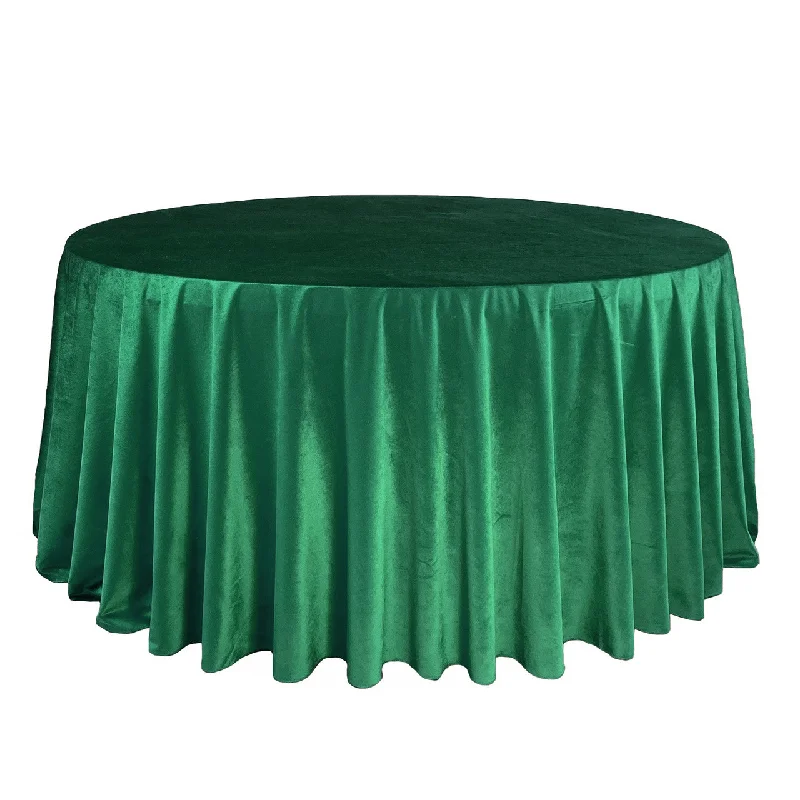 132 Inch Round Velvet Tablecloth Emerald Green