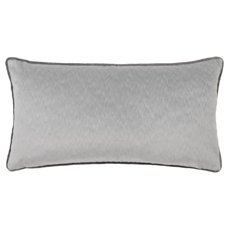 Torto Rectangular Opulent Velvet Cushion Silver/Charcoal