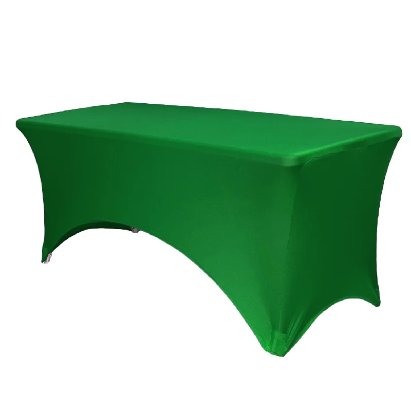 Stretch Spandex 8 ft Rectangular Table Cover Emerald Green