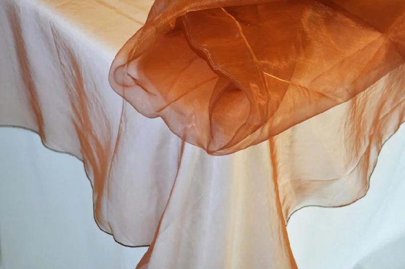 90" Seamless Round Organza Tablecloth/Table Overlay Topper - Copper (1pc)