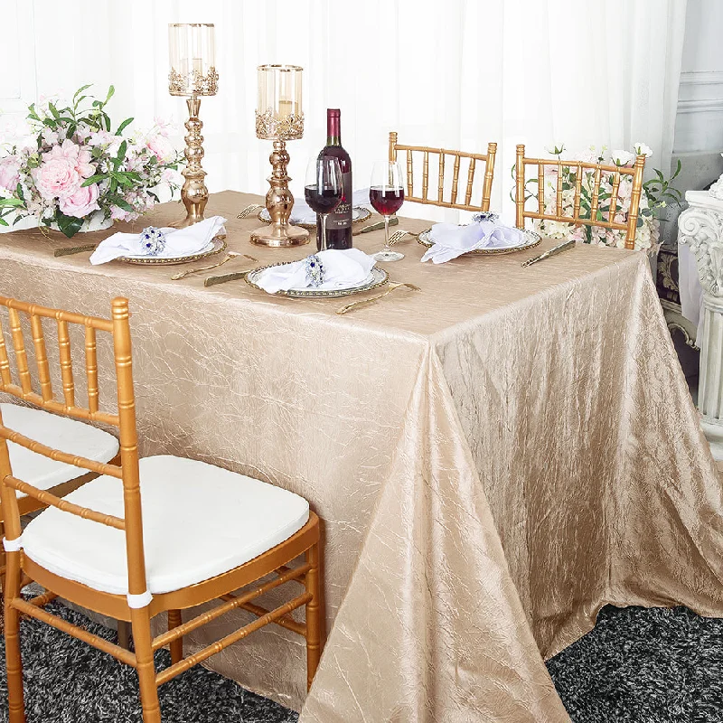 90"x132" Seamless Rectangular Crushed Taffeta Tablecloth - Champagne (1pc)