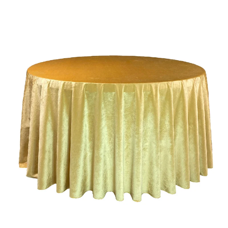 120 Inch Round Velvet Tablecloth Gold