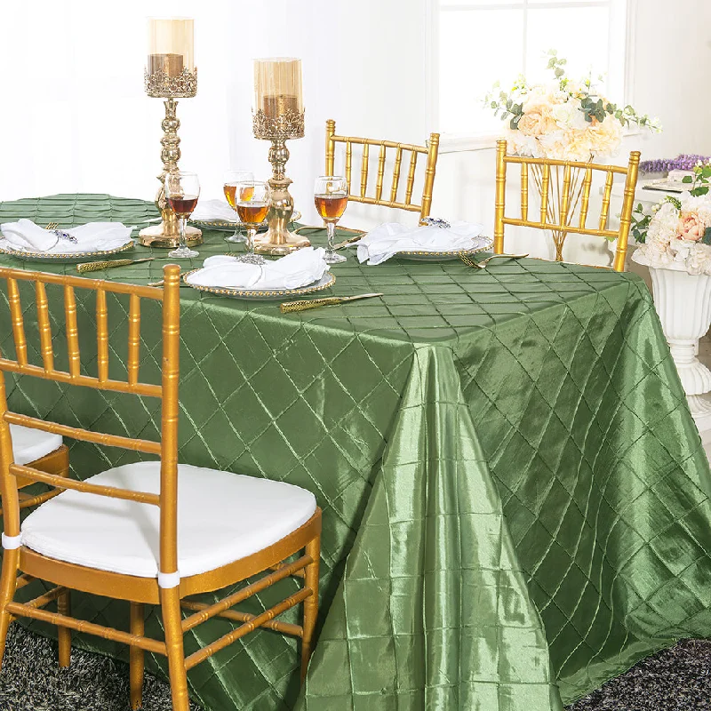 90"x132" Seamless Rectangular Pintuck Taffeta Tablecloth - Clover Green (1pc)