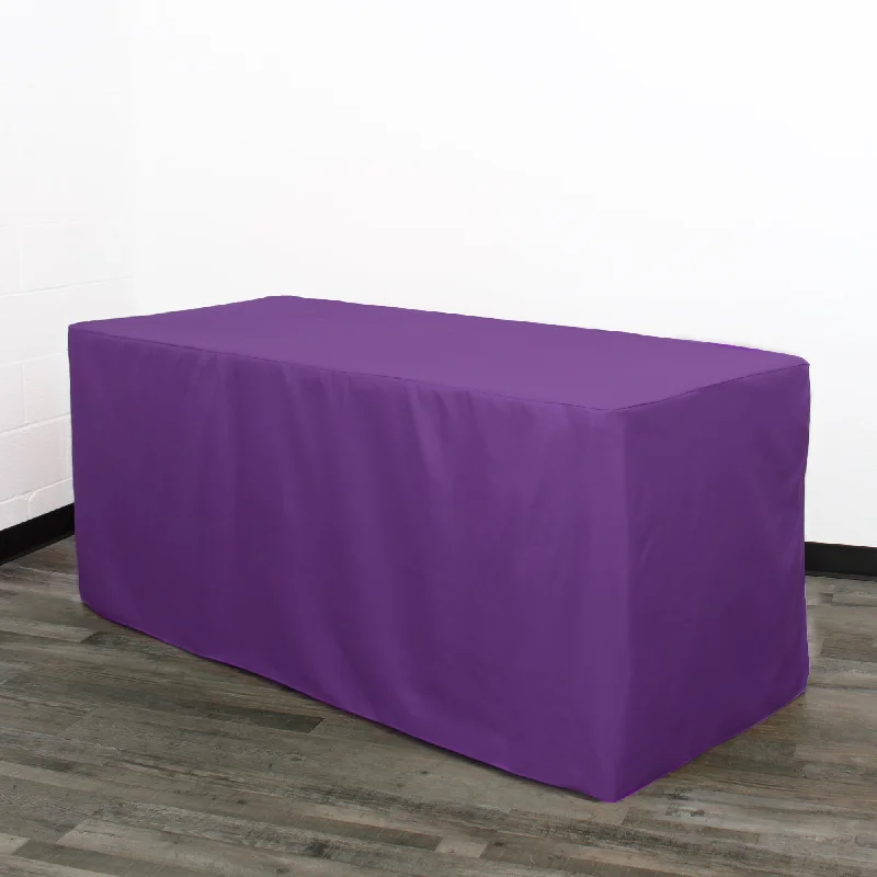 6 ft. Fitted Polyester Tablecloth Rectangular Purple