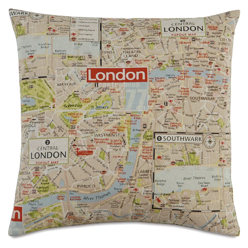 Passport London Metro Throw Pillow Cover 22x22