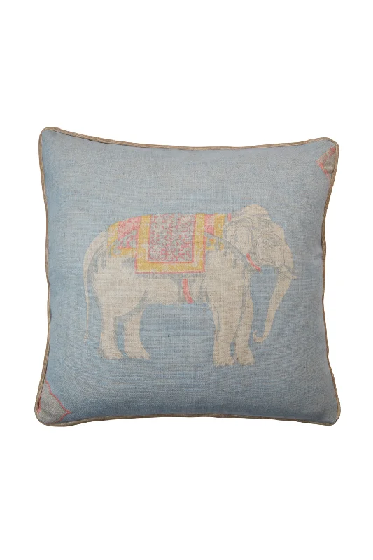 Sky Blue Elephant Print Piped Cushion | Andrew Martin Jumbo