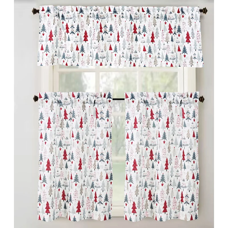 Christmas Winter Forest Printed Kitchen Curtain