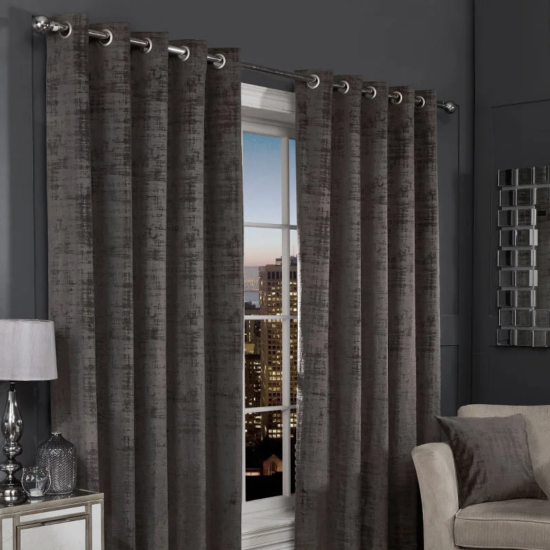 Hamilton McBride Charcoal Florence Blackout Eyelet Curtains (90" x 90")