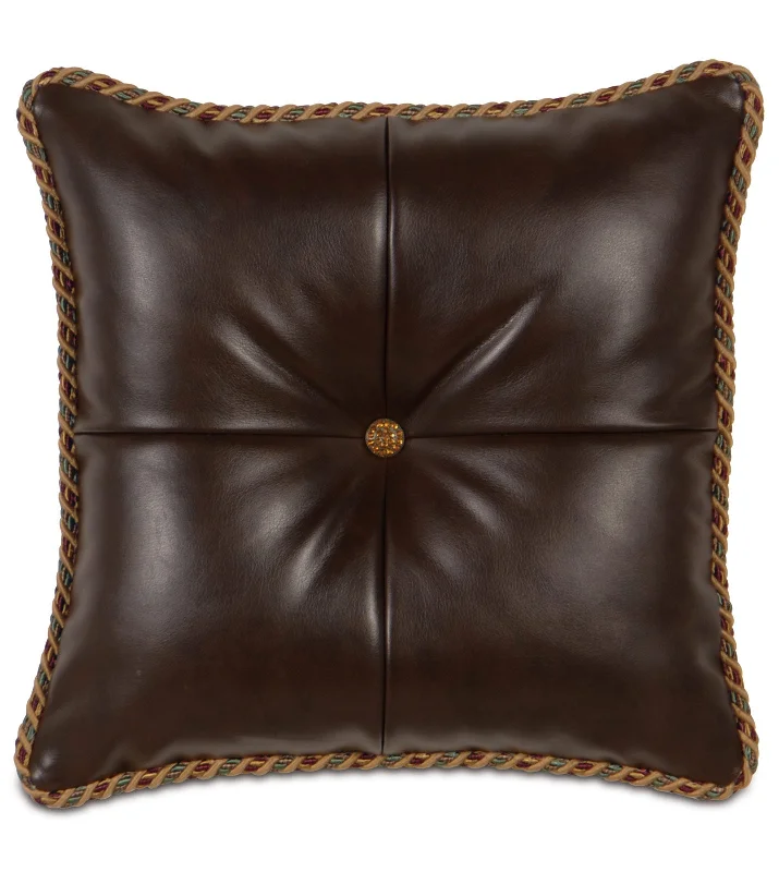 Cognac Jewel-Tufted Throw Pillow Cover 18x18